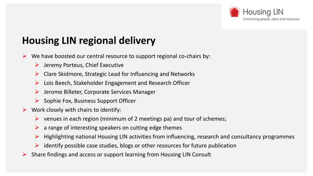 housing lin regional delivery