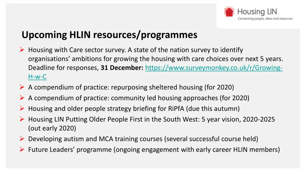 upcoming hlin resources programmes