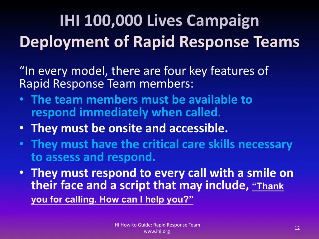 ihi 100 000 lives campaign deployment of rapid 2