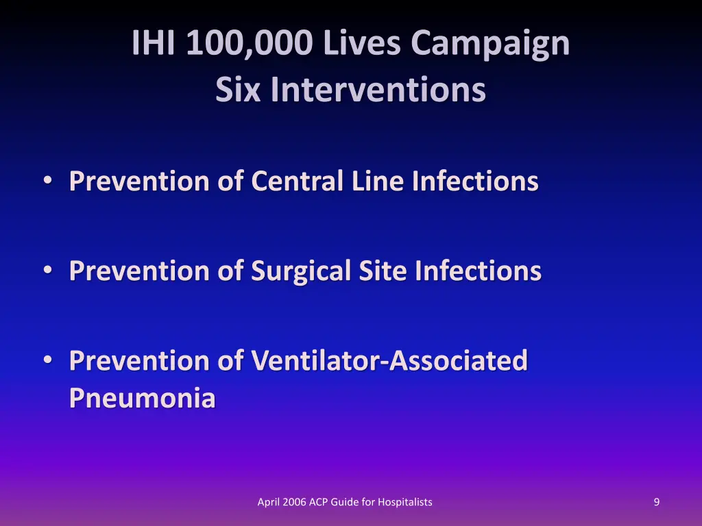 ihi 100 000 lives campaign six interventions 1