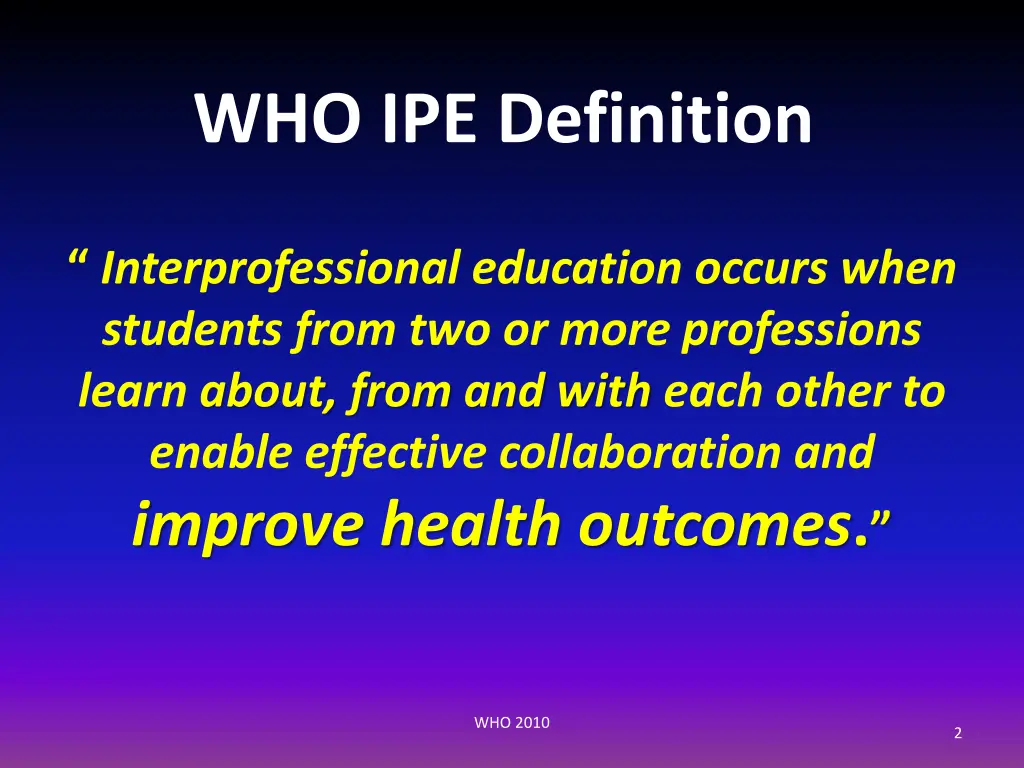 who ipe definition