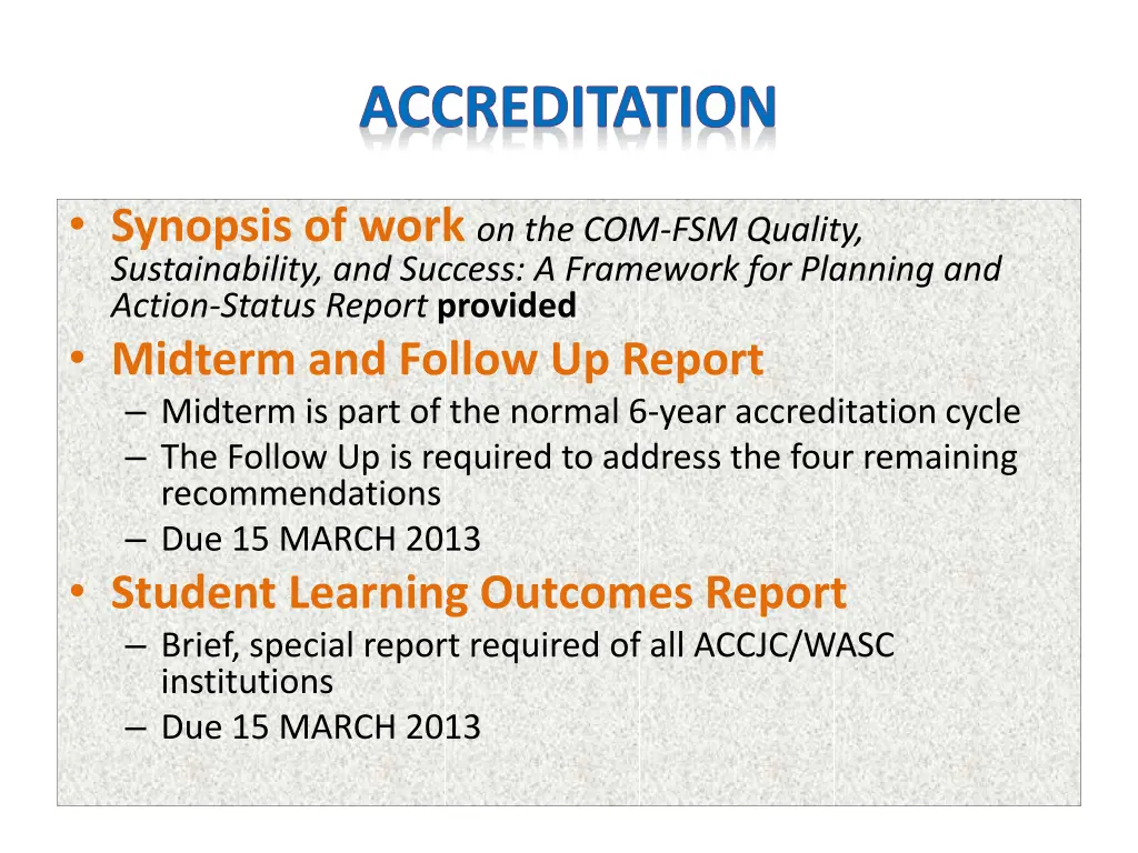 accreditation