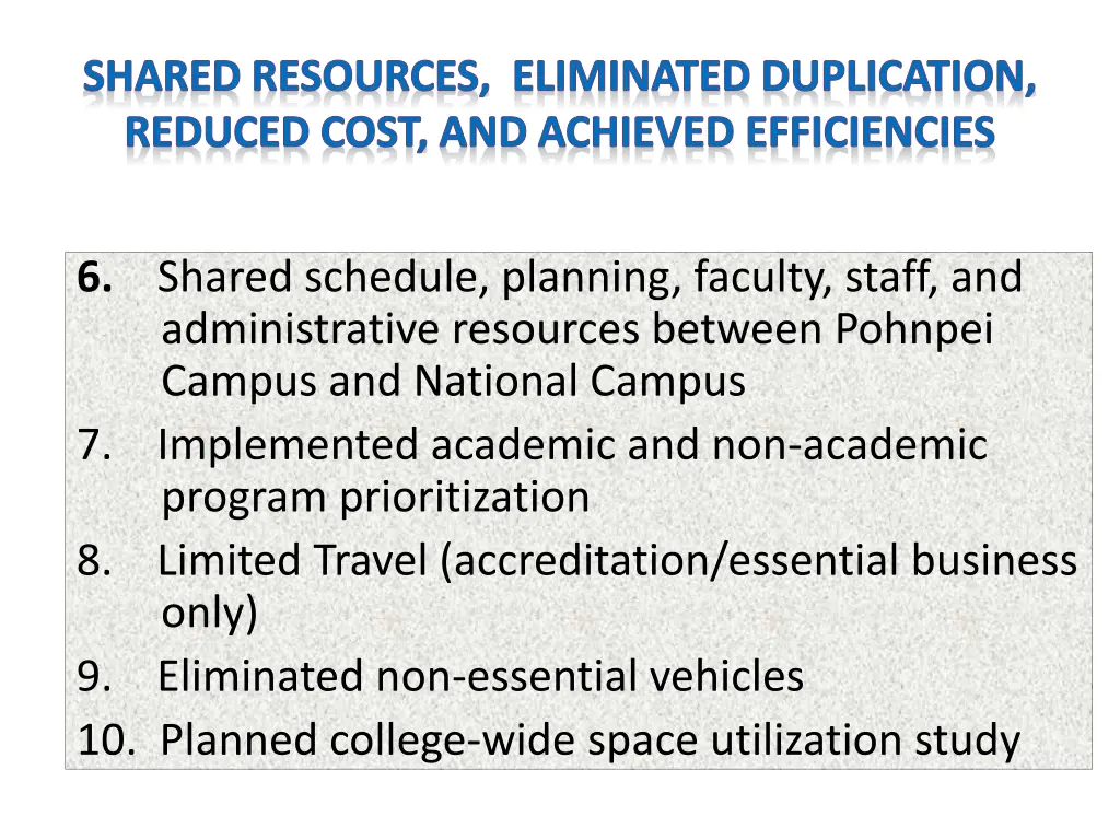 shared resources eliminated duplication reduced 1