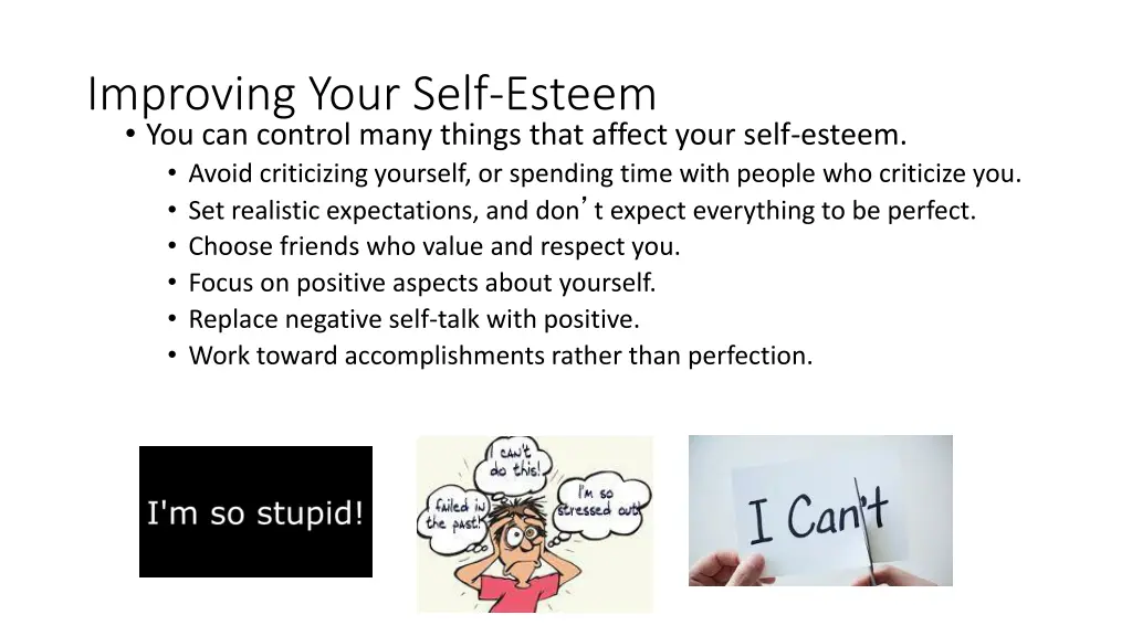 improving your self esteem you can control many