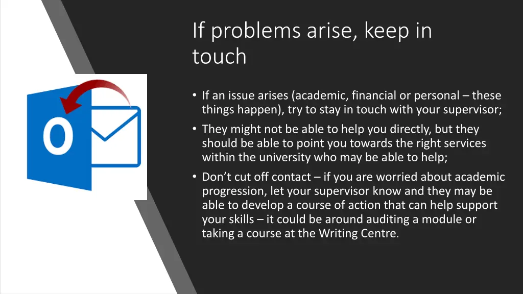 if problems arise keep in touch