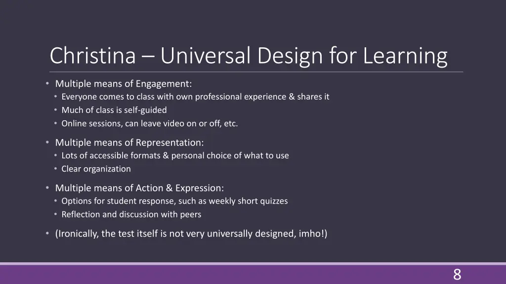 christina universal design for learning