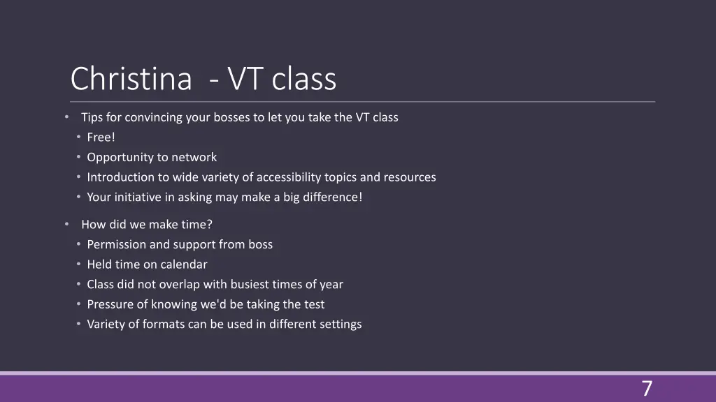 christina vt class