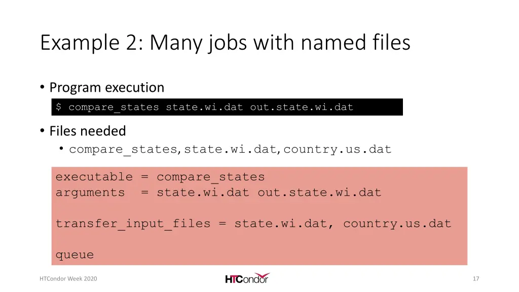 example 2 many jobs with named files