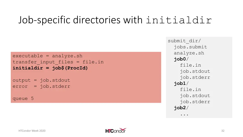 job specific directories with initialdir