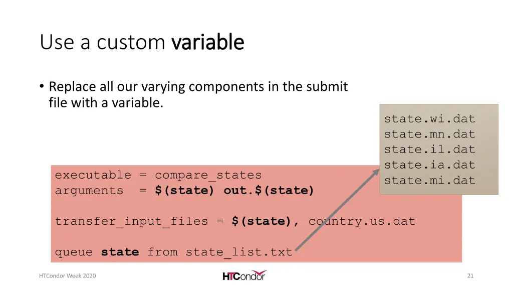 use a custom variable