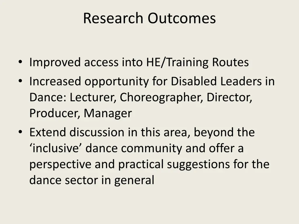 research outcomes