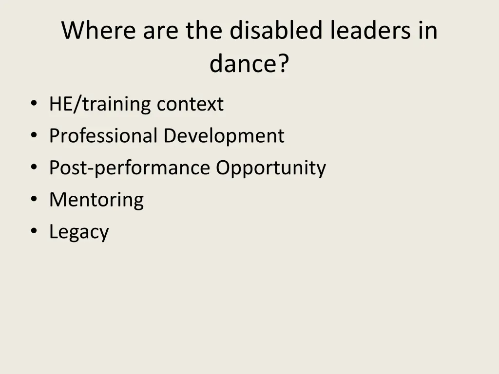 where are the disabled leaders in dance