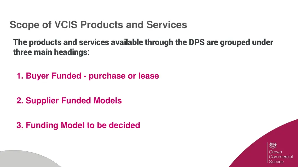 scope of vcis products and services