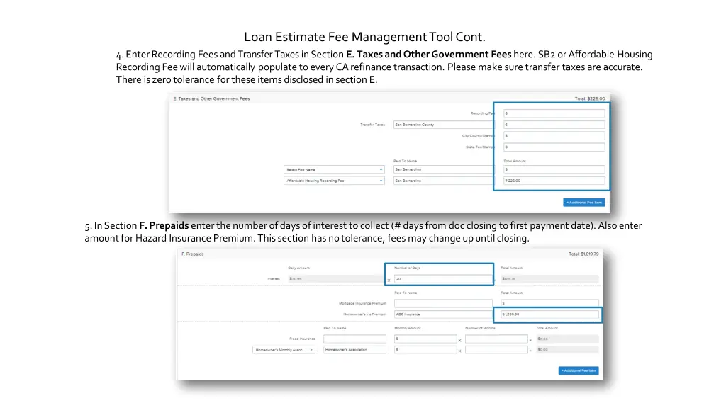 loan estimate fee management tool cont 2