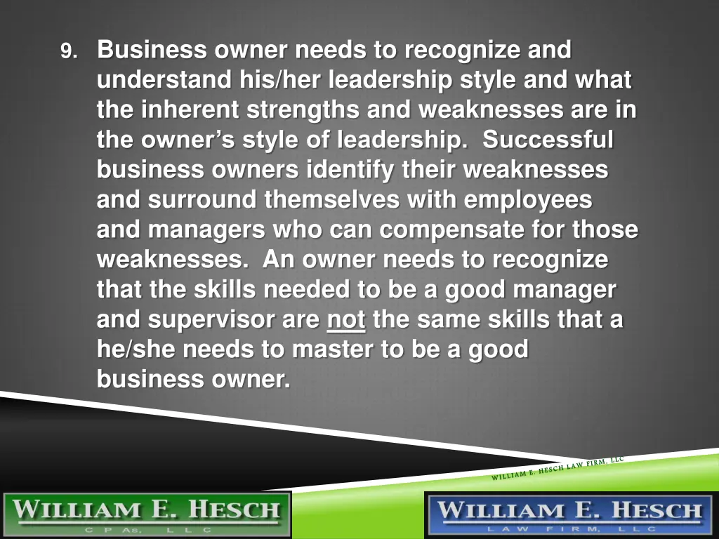 9 business owner needs to recognize