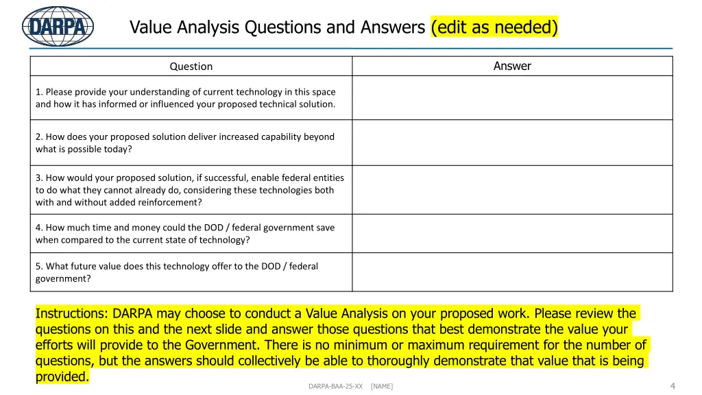 value analysis questions and answers edit