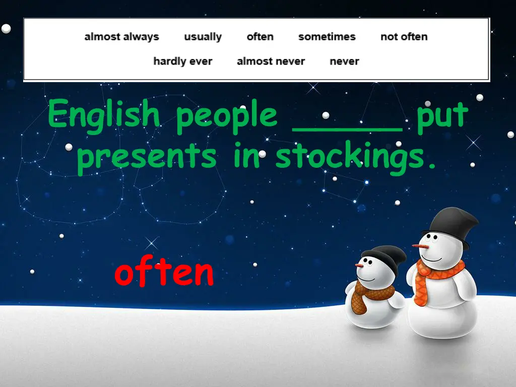 english people put presents in stockings