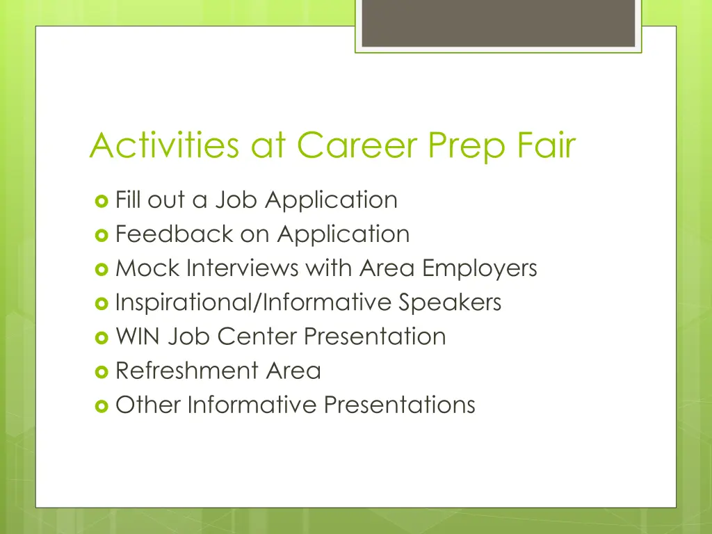 activities at career prep fair