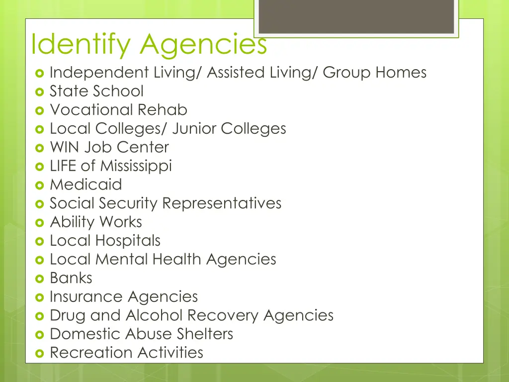 identify agencies independent living assisted