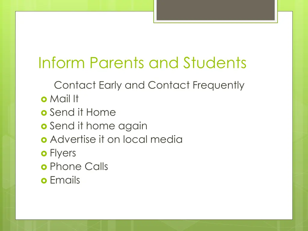 inform parents and students