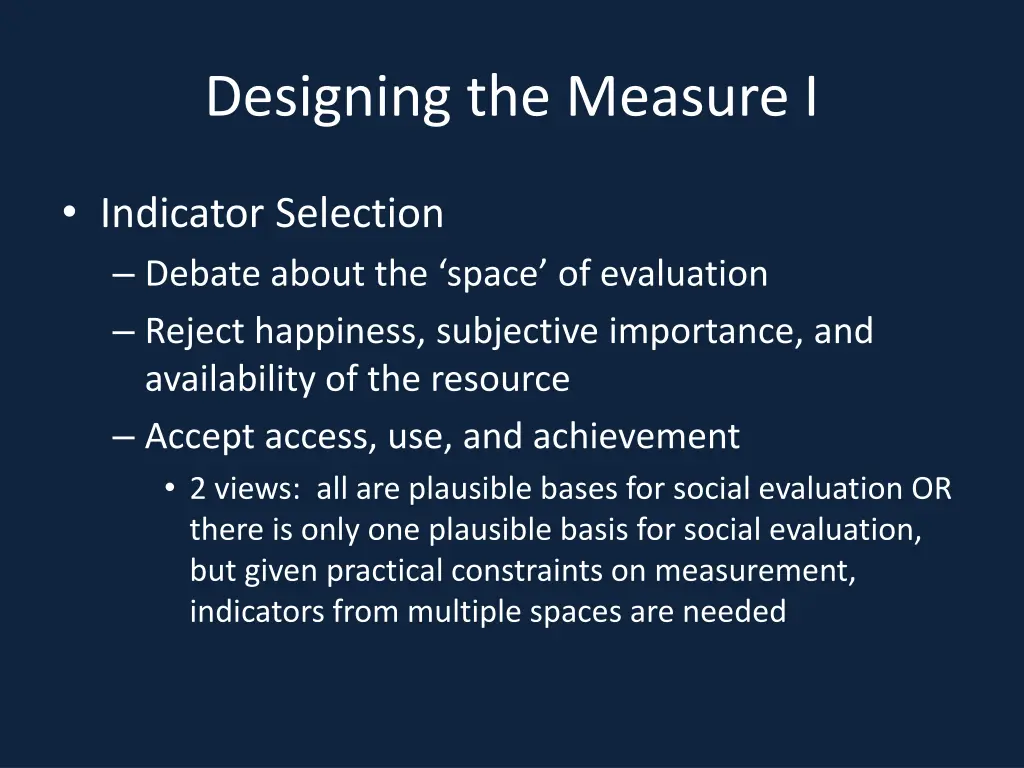 designing the measure i