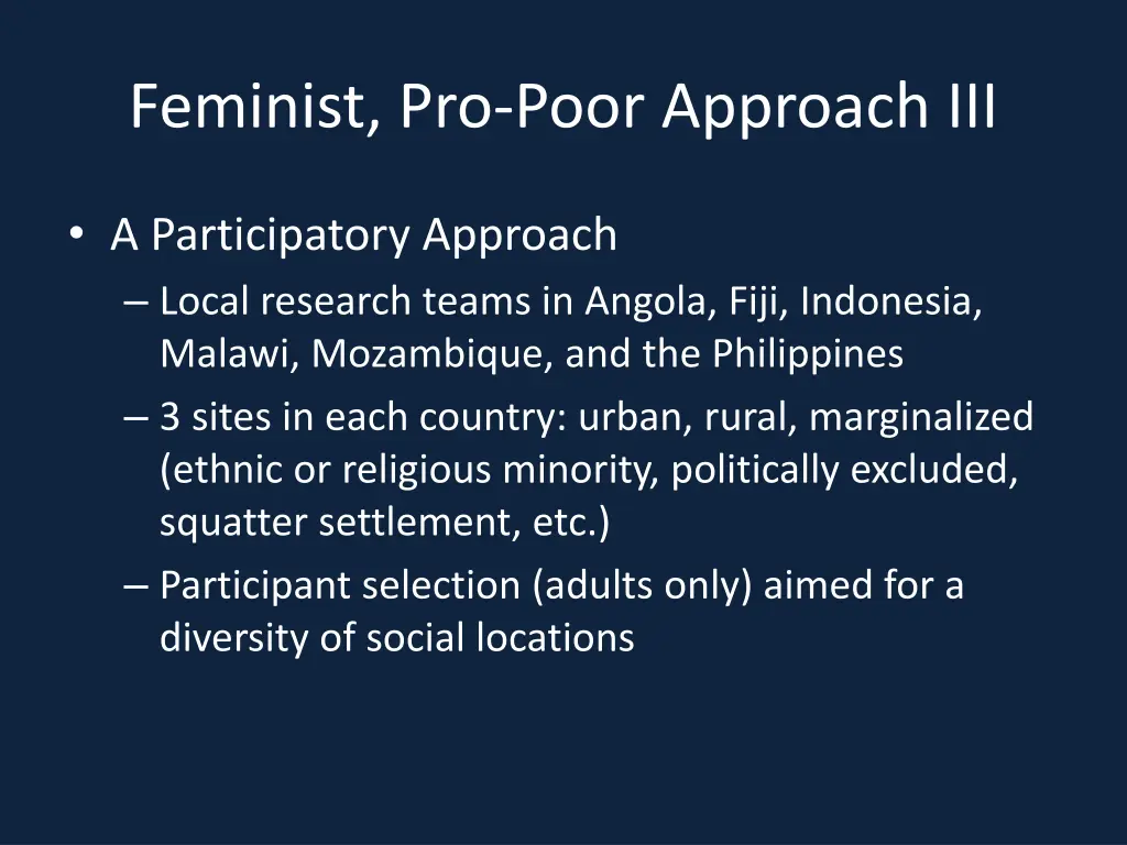 feminist pro poor approach iii