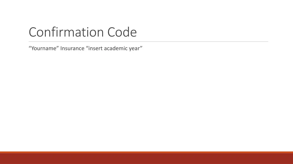 confirmation code