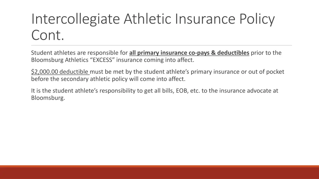 intercollegiate athletic insurance policy cont