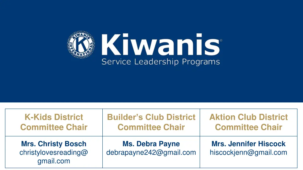 k kids district committee chair