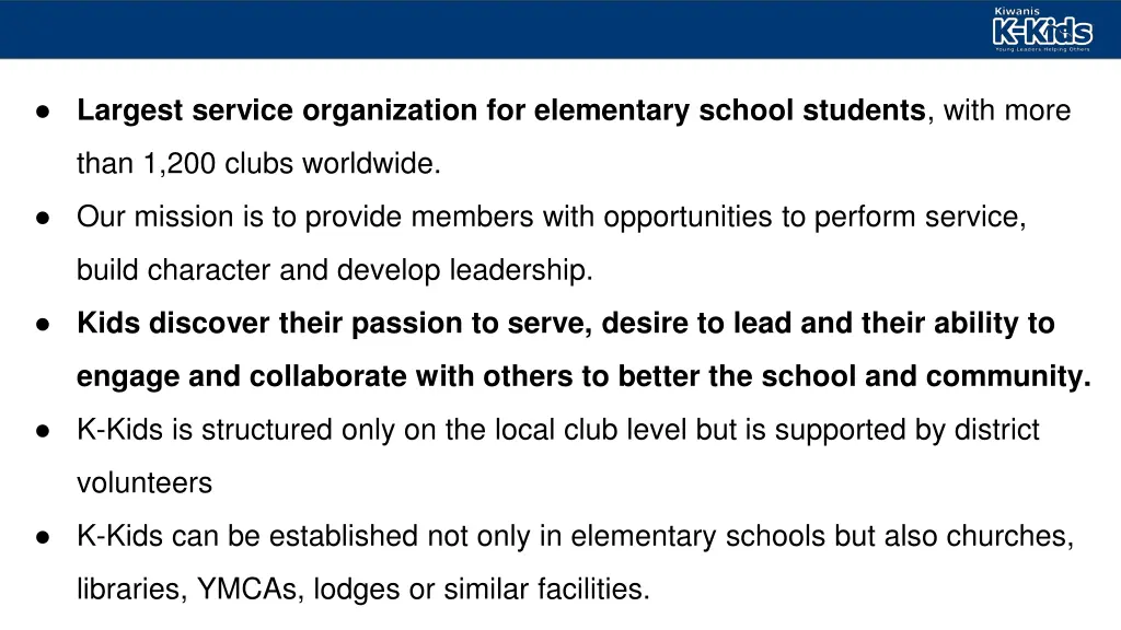largest service organization for elementary