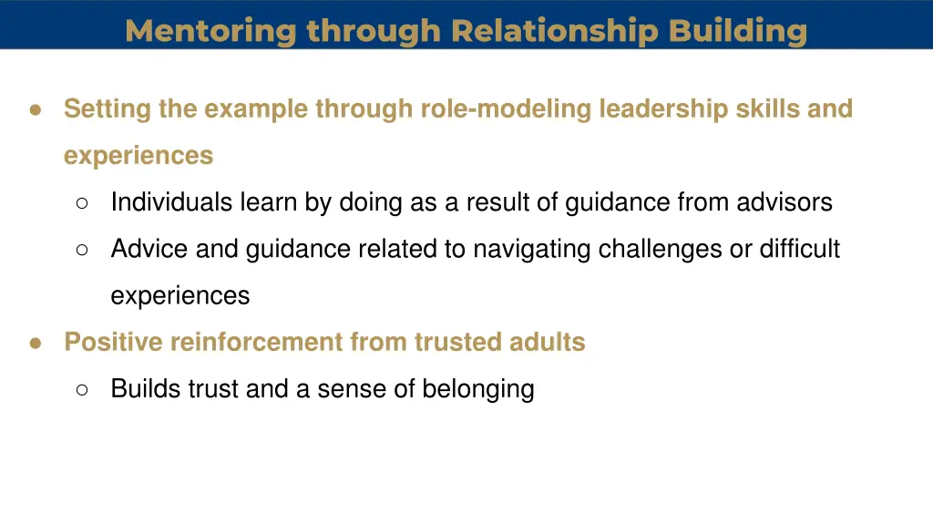mentoring through relationship building