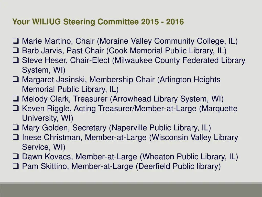 your wiliug steering committee 2015 2016