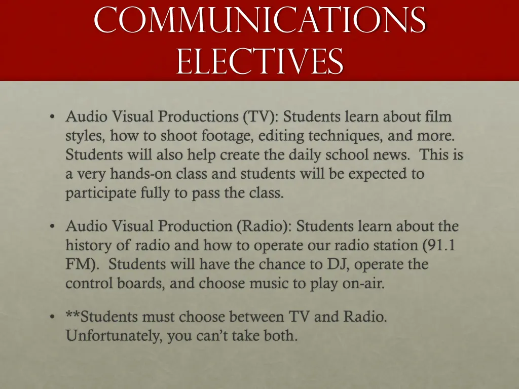 communications electives 1