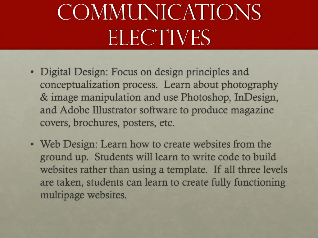 communications electives