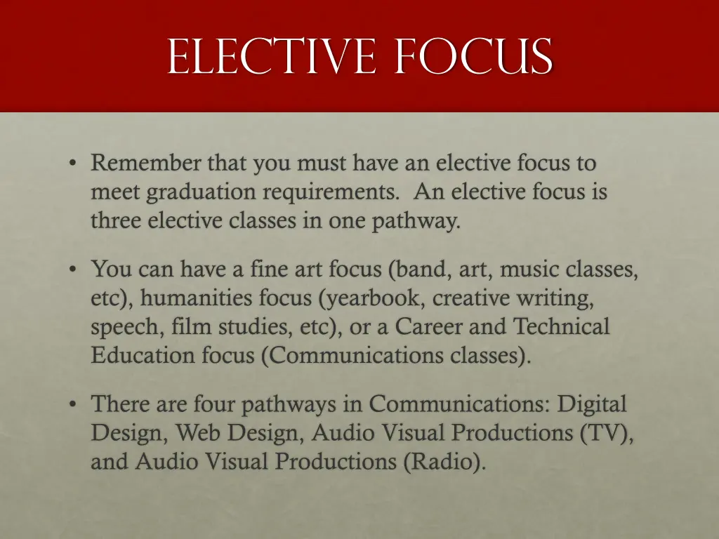 elective focus
