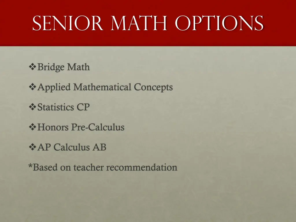 senior math options