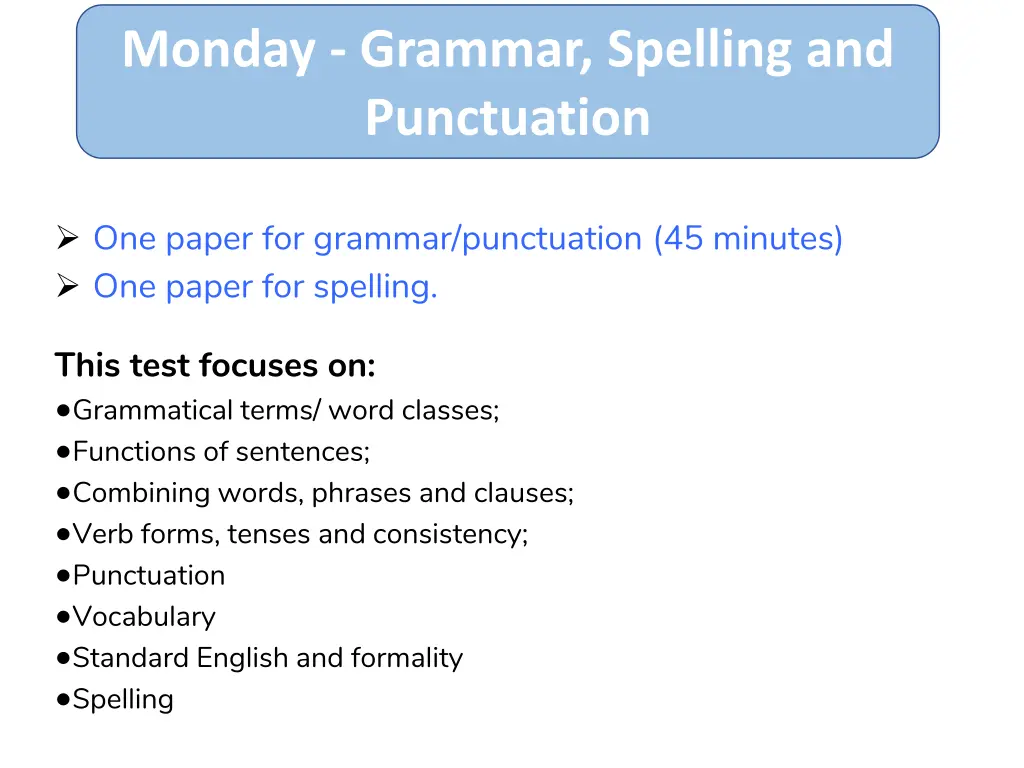 monday grammar spelling and punctuation