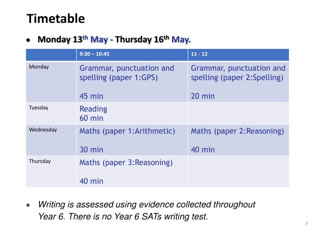 timetable