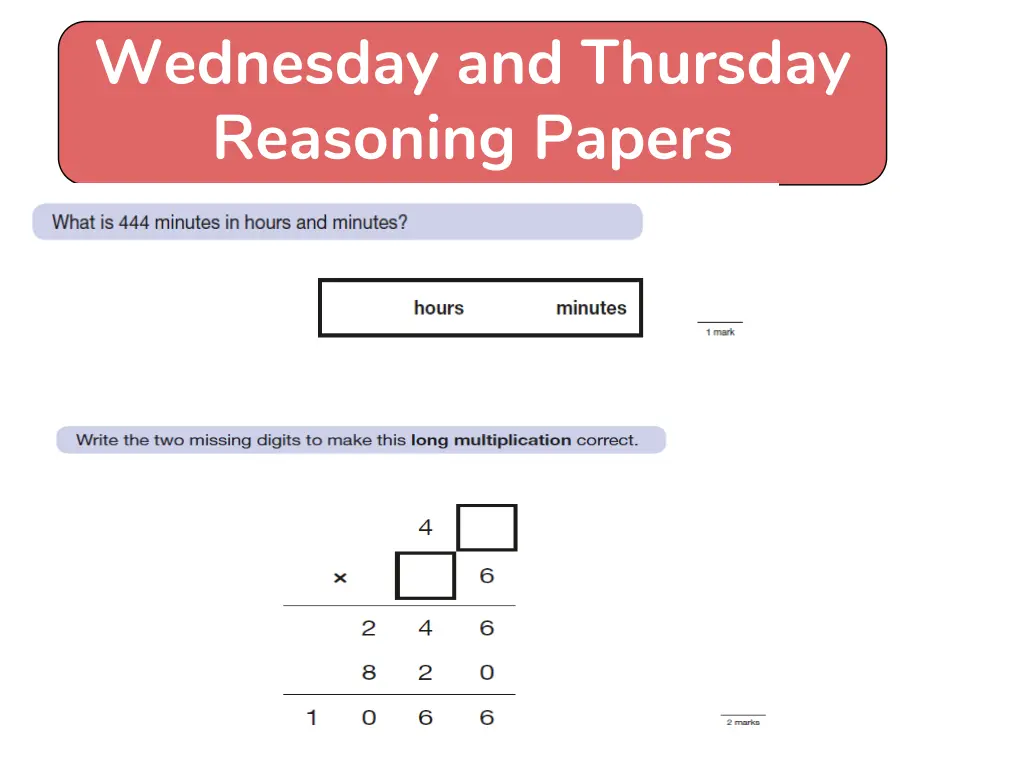 wednesday and thursday reasoning papers