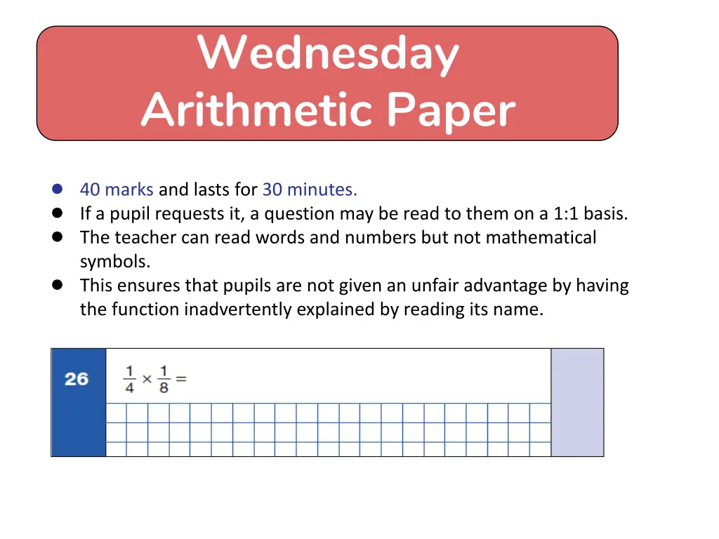 wednesday arithmetic paper