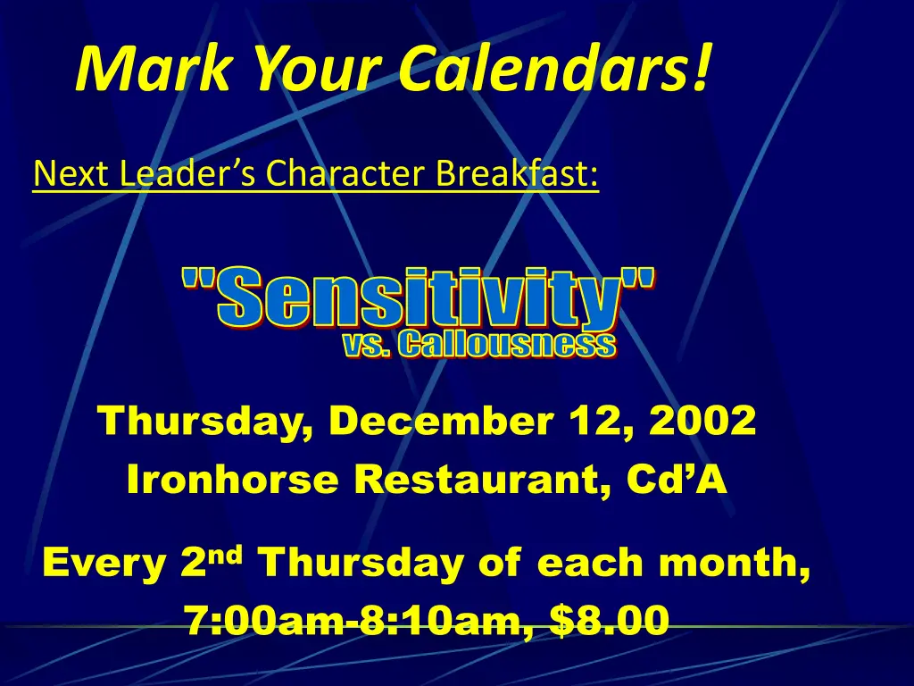 mark your calendars