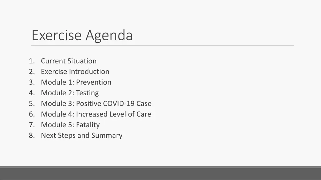 exercise agenda