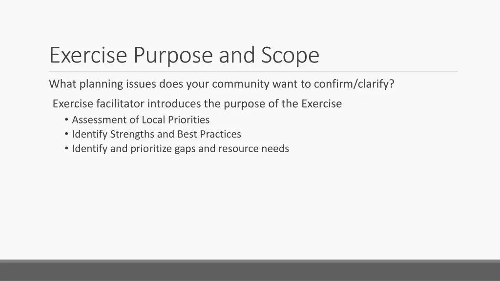 exercise purpose and scope