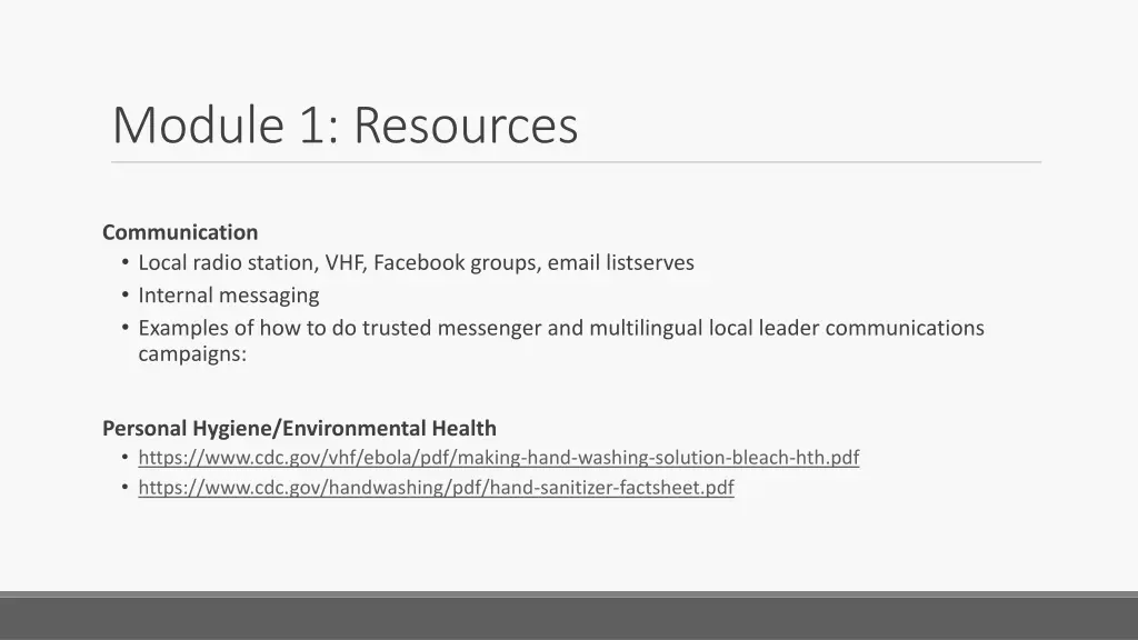 module 1 resources