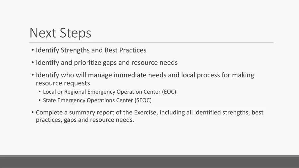 next steps
