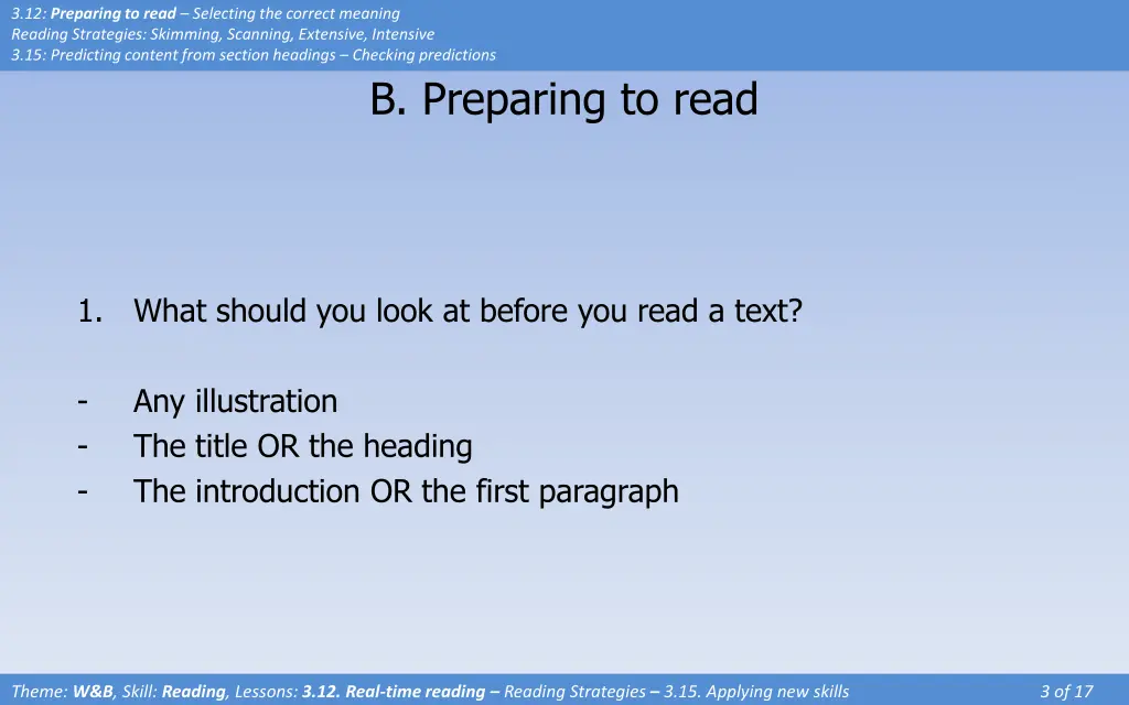 3 12 preparing to read selecting the correct 1