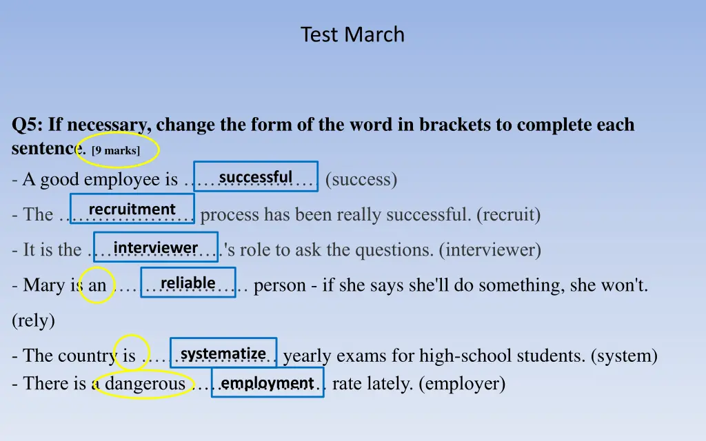 test march 10