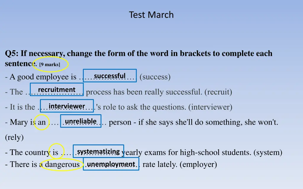 test march 11