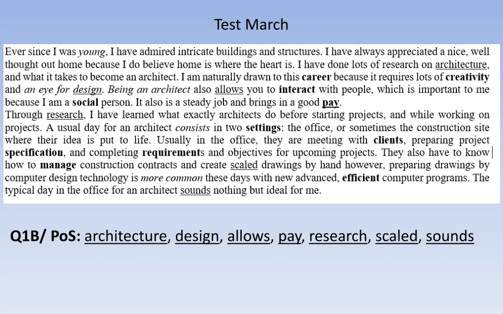 test march 4