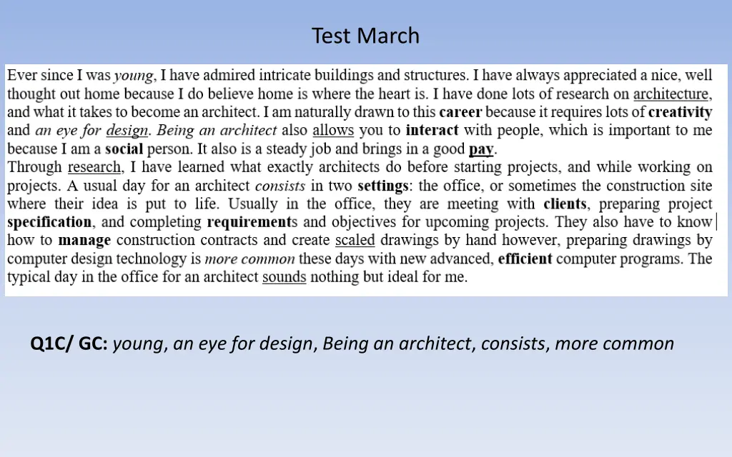 test march 5